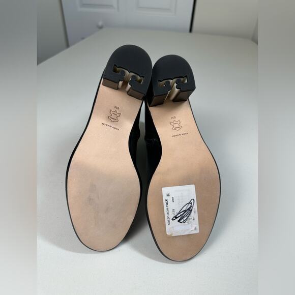 Tory Burch Casual Zip Up Bootie Black Leather Block Heel Ankle Boot Size 8 NWOB - Picture 7 of 9